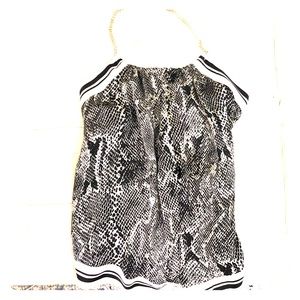 Sexy open back tie halter, gold chain